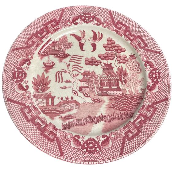 Pink Willow Dinner Plates Lot of 2 Vintage 1940s Fine Quality Made in Japan READ - Picture 3 of 12